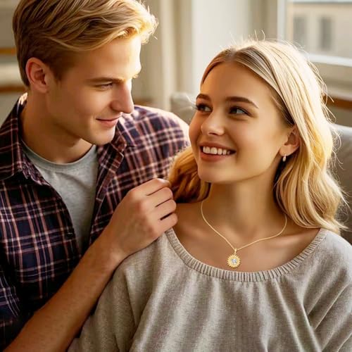 DOVRAN 14K Real Gold Sunflower Necklace for Women Solid Yellow Gold Butterfly Pendant Flower Jewelry Gifts for Mom Wife4