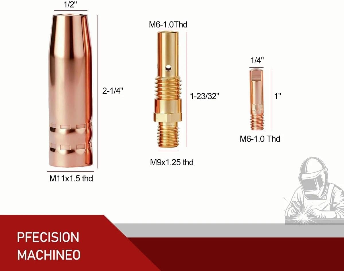 24-PK MIG Welding Gun Replacement Kit (Nozzle, Diffuser, Tip) – Compatible with Vulcan MIGMax 140, MIGMax 215, and OmniPRO 220 Welder Guns (Includes .023" Tips Kit)