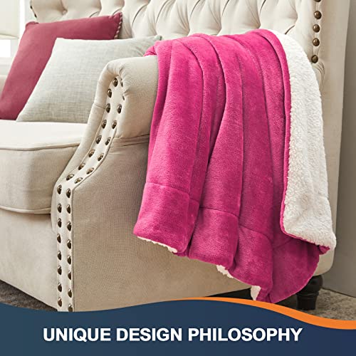 Walensee Sherpa Fleece Blanket (Throw Size 50”X60” Hot Pink) Plush Throw Fuzzy Super Soft Reversible Microfiber Flannel Blankets For Couch, Bed, Sofa Ultra Luxurious Warm And Cozy For All Seasons #TOP5