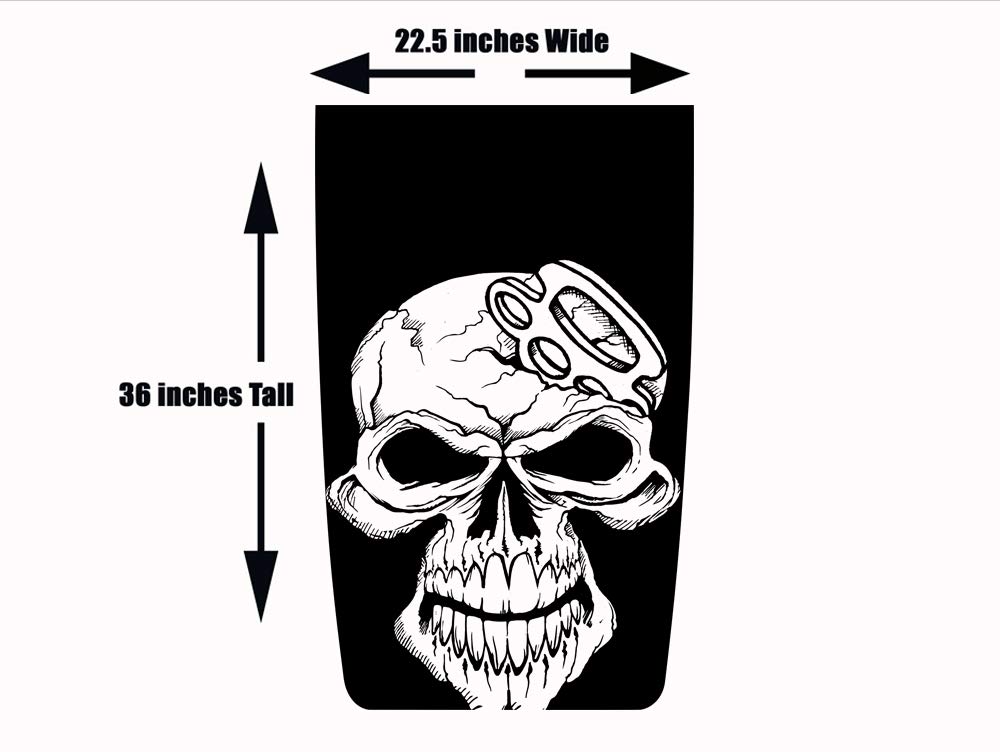 Speed Demon Hot Rod Shop Hood Partial Hood Wrap Blackout Decal Black Matte Die Cut Skull with Brass 