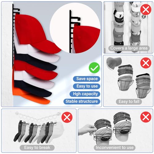 Magtsmei Hat Organizer For Baseball Caps, 1 Pack Hat Rack Adhesive Hat Hooks For Wall Hold Up To 16 Hats thumb #1