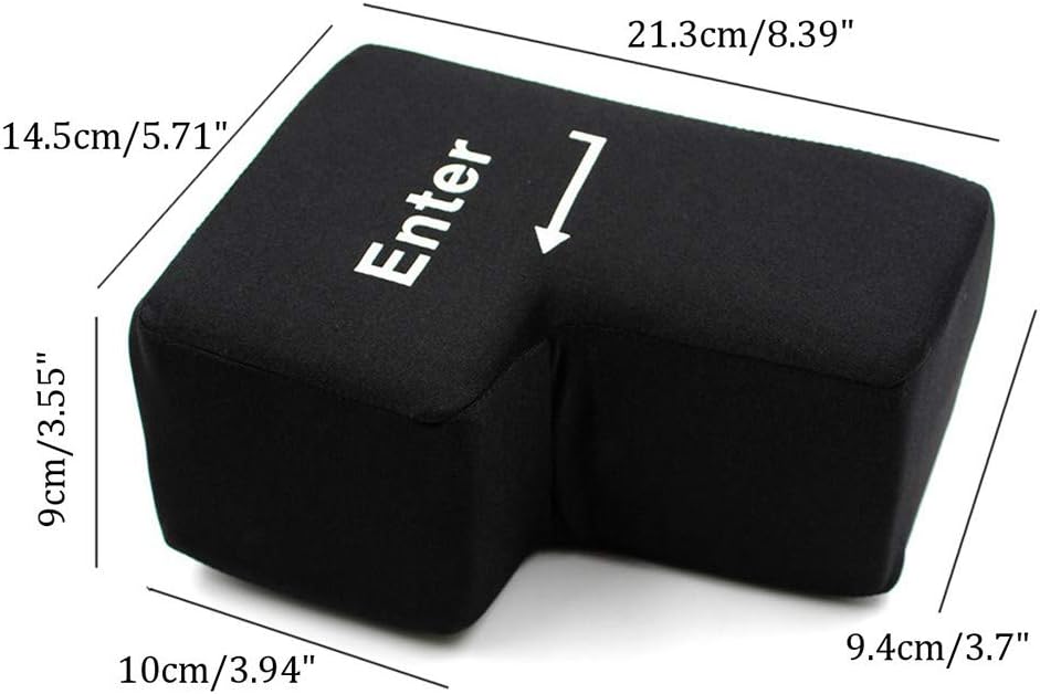 HELLORSO USB Big Enter Key,Creative Super Sized Big Enter Button Comfortable Economic Anti-Stress Punch Bag,Throw Stress Relief Desktop Nap Pillow (Black)
