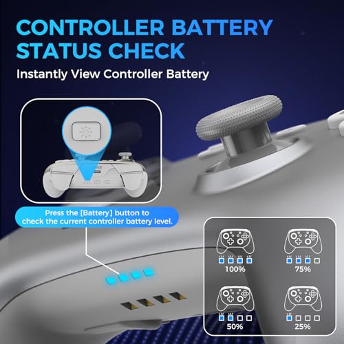 Image of IINE Wireless Pro Controller with Charging Dock, PC Controller with Macro /Turbo /Rumble /NFC /Motion Sensor Function, Multi-Platform Gamepad Compatible with Switch /PC /Steam /Phone /Tablet (Bright Silver)