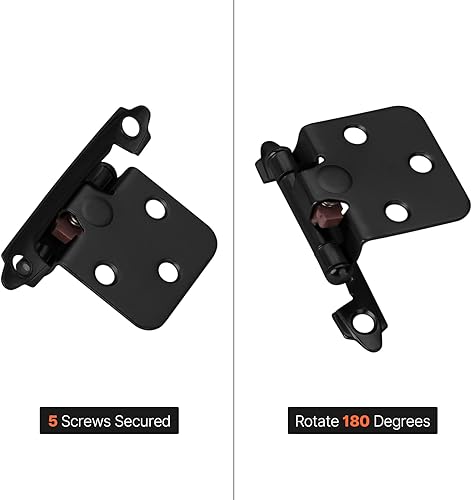 Miniatura 2 de homdiy 25 pares (50 unidades) de bisagras de gabinete de níquel cepillado con cierre automático para gabinetes de cocina, bisagras superpuestas de