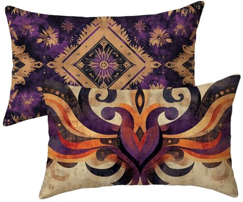 Cojines Sofa Violeta, Funda Cojin 50x80 Lino Juego de 2 Cojines Exterior Impermeable, Abstracción (4) Funda Almohada, Fundas Cojin para Decorativos Salon Dormitorio Sofá Balcones Jardin k-971