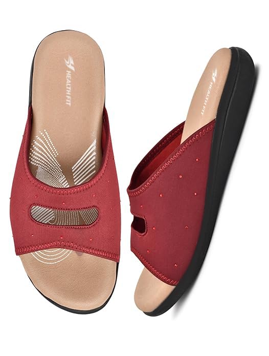 Image of HEALTH FIT EXTRA SOFT Women's Comfortable Memory Foam Doctor Slippers /Flip-Flops|Fashionable Casual & Stylish|Lightweight & Breathable|Outdoor Synthetic Casual Chappals Sandals Ladies & Girls HF25