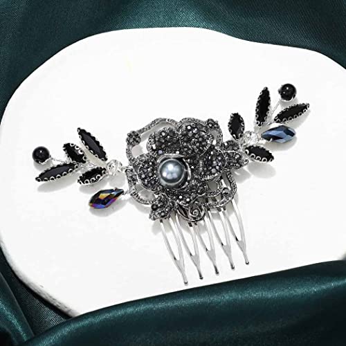 Casdre Black Wedding Hair Comb Silver Rhinestone Bridal Hair Piece Crystal Evening Party Hair Accessories For Women And Girls #TOP16