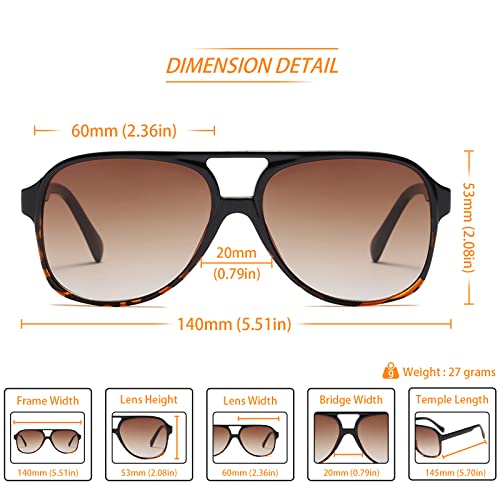 Image of Freckles Mark Vintage Retro 70s Sunglasses for Women Men Classic Large Square Aviator Trendy Glasses