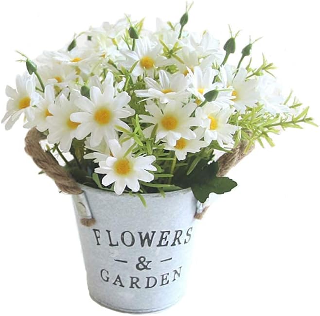 UUPP Potted Artificial Daisy Flowers Bonsai Silk Flowers