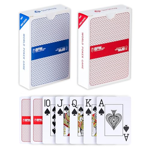 SirShop Playing Cards 2 Pack Waterproof Playing CardsLarge Playing Cards for Adults Seniors and Low Vision People Plastic Playing Cards for Blackjack Euchre Canasta and Family Game Nights
