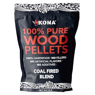 Kona Coal-Fired Pizza Charcoal Pellets - Intended for Ninja Woodfire Outdoor Grill, Premium Rich and Smoky Taste - 100% Natural - Also for Electric & Propane Smokers, Pellet Tubes - 8 Pounds