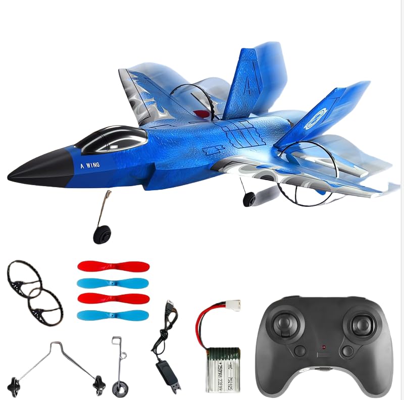 Image of RC Plane Model SU-27 2.4Ghz Axis Gyro Remote Control Airplane Rc Airplane for Beginners Family Toys for Outdoor Activities (Blue-2)