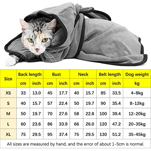 Peignoir de bain de chat et chien en microfibre super absorbante gris - 6