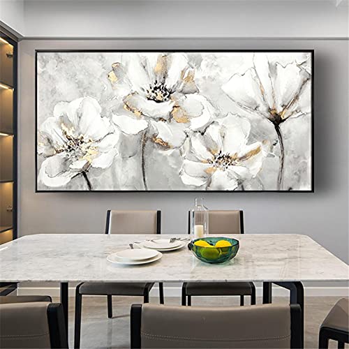 ZMFBHFBH Chinese Oversized Wall Art Moderne Woonkamer Muur Decor Bloem Schilderij Grote Canvas Art Wall Pictures… - Afbeelding 4