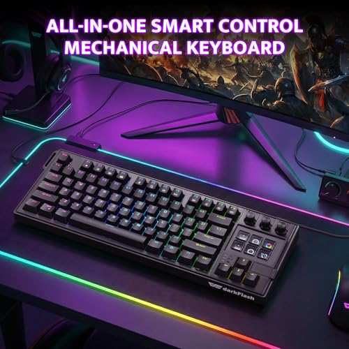 Image of darkFlash K87PRO TKL Mechanical Keyboard with 6 LCD Stream Control Keys & 3 Media Knobs - Gasket Mount, Hot-Swappable RGB Gaming & Streaming Macro Keyboard for PC & Mac (Black)