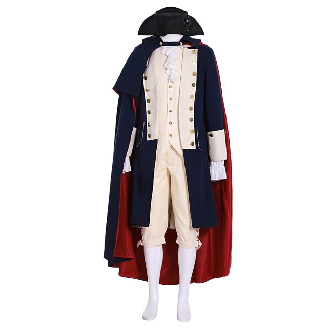 CosplayDiy WASHINGTONS SPIES Cosplay Costume George Washington Colonial Jacket Cosplay Costume Outfit with Cloak Cape