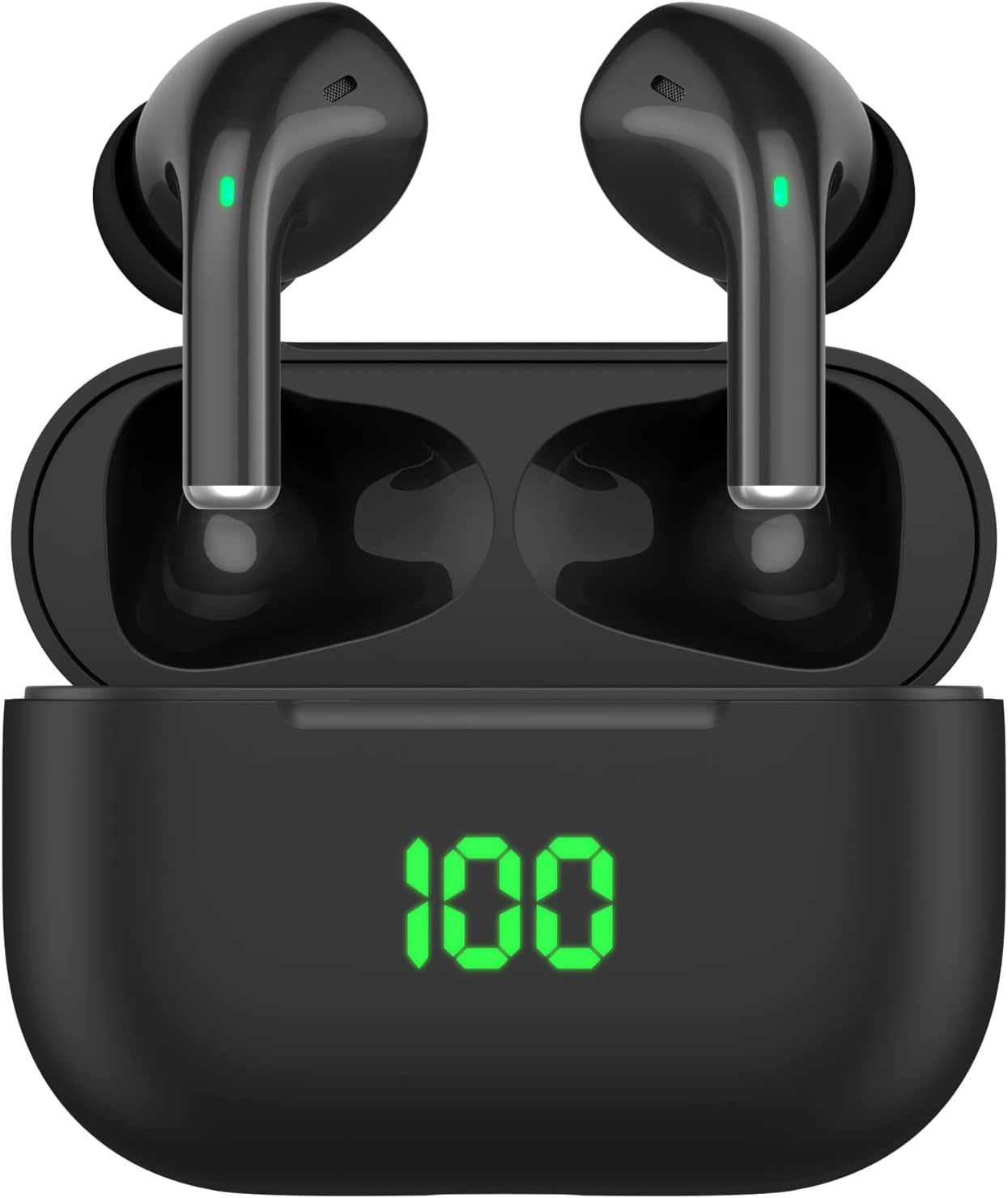 Bluetooth Headphones, Wireless earbuds, V5.1 Wireless Earphones, IPX5 Waterproof HiFi Stereo Bluetooth Earphones Earbuds, In-Ear Headset Built-in Mics with Charging Case (Black)