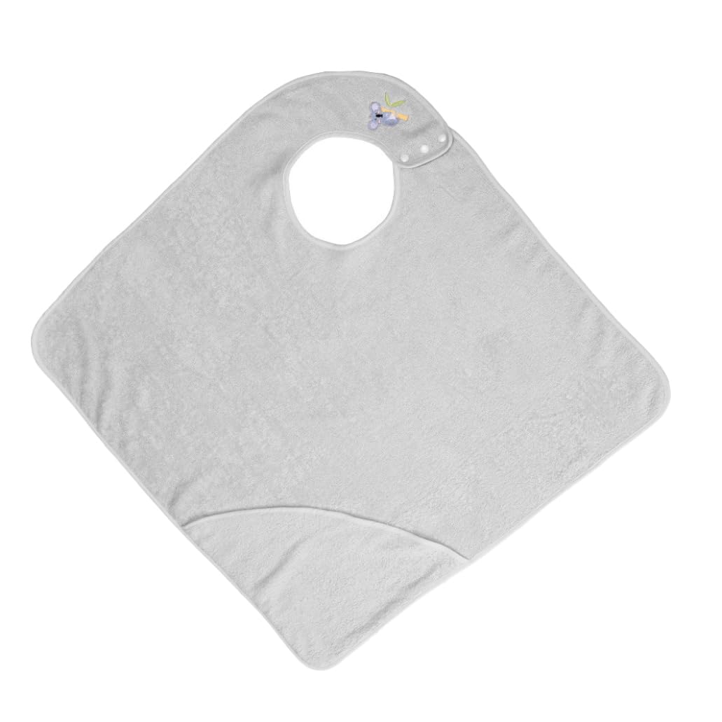 Serviette à capuche pour bébé en coton absorbant, tablier de bain 90x90 cm gris