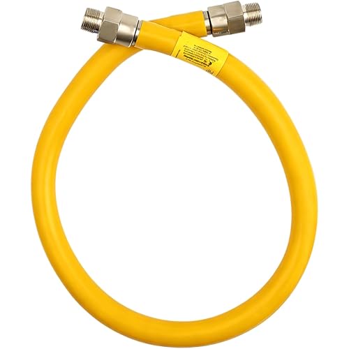 3/4" x 48" Flexible Gas Hose for Commercial Kitchen, Flex Gas Line Quick Connect with Safety Features Built In, Mobile Gas Connector for Cleaning Move Appliances, Hose Only