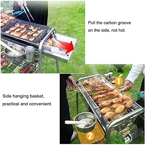 Zetify バーベキューグリル バーベキューコンロ 4~6人用 キャンプ用グリル・焚火台 Bbq コンロ チャコールグリル 焼き台 炭グリル 多機能 バーベキューセットラック 調味料ラック アウトドアコンロ 携帯便利 キャンプ用品 の商品画像 2