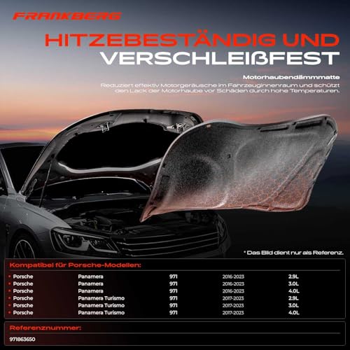 Aislamiento del compartimento del motor Panamera 971, panel protector térmico y acústico 3