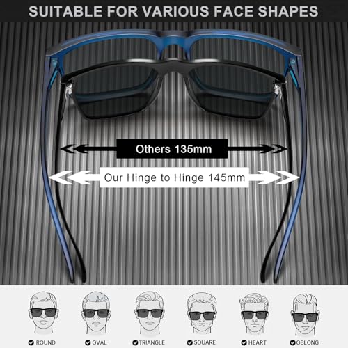 Image of STGATN Big Head Sunglasses for Men - 155MM for Large Wide Heads Men's TR90 Ultralight UV400 Protection Glasses