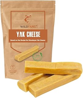 Wildfang® Yak Cheese Dog Chew, L (Approx. 4 oz) - Yak Cheese Himalayan Dog Chews, Hard Dental Churpi Chews Sticks for Dogs, Teething, Healthy Gums, Treats for Dogs 55-99 lbs, Pack of 3