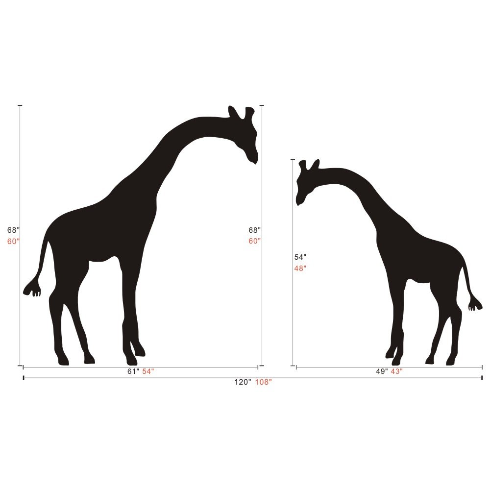 MairGwall Removable Giraffe Wall Decal - Large Nursery Wall Art Sticker, Dark Brown, 60"H X 108"W - View #4