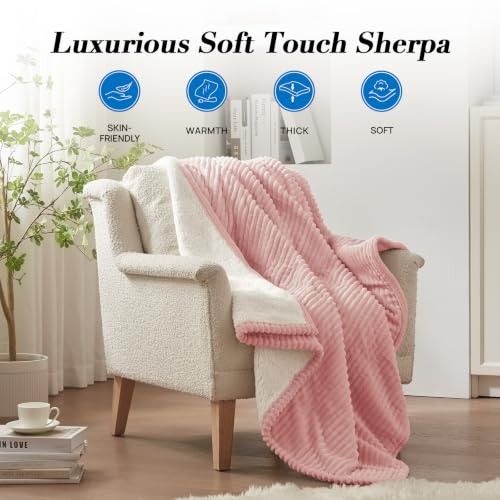 Image of Westinghouse Heated Throw Blanket, Fast Heating Blanket, 50x60 Inch, Pink | Soft Flannel Sherpa Electric Throw with 6 Heating Levels & 2-10 Hours Auto Shut Off, ETL Certification, Machine Washable