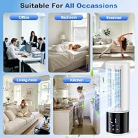 Mobile Klimaanlage 6in1, Luftkühler mit 3 Geschwindigkeiten, Turbo-Modus, Schlafwind, Nebelfunktion und Timer (1-8 Std), 45°/90° Oszillation, perfekt für Zuhause & Büro (cremeweiß) – Ansicht 7