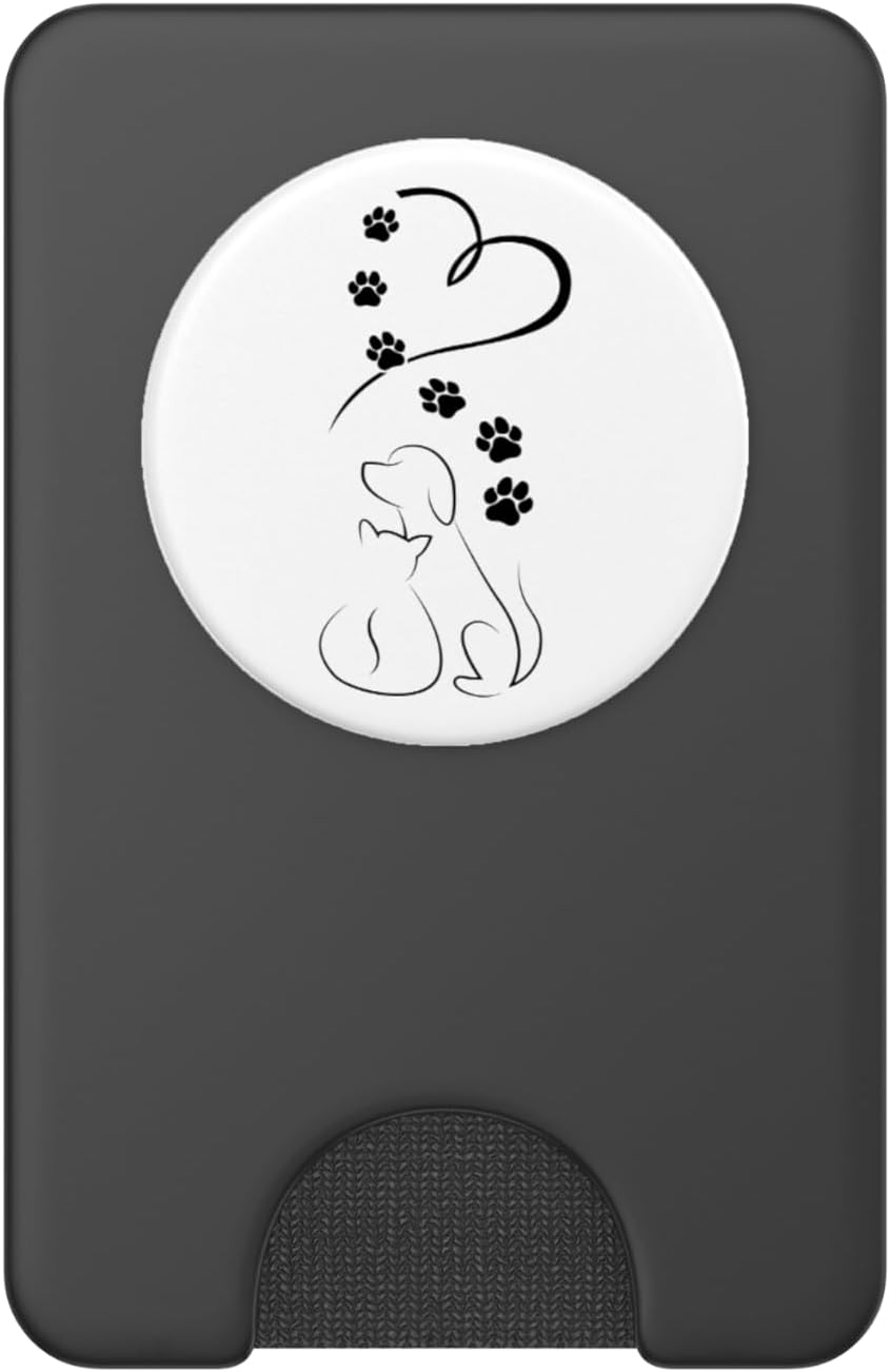 Dog Cat Paws with Heart PopSockets PopWallet for MagSafe