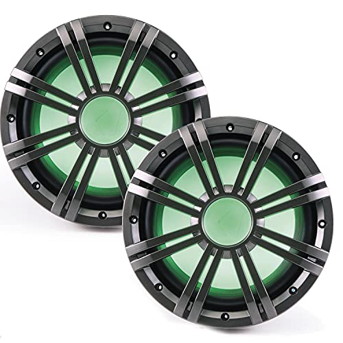 KICKER 10 Inch KM-Series Marine 4 Ohm Subwoofer 41KMW104LC with Free LED Remote Controller Bundle