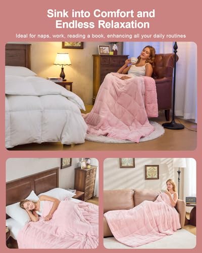Super Fuzzy Soft Sherpa Fleece Weighted Blanket, 12 lbs Dual Sided Fluffy Heavy Weighted Blankets for Adults - No Bunching with Double Layers of Soft Inner Lining (48"x 72", 12 Pounds)