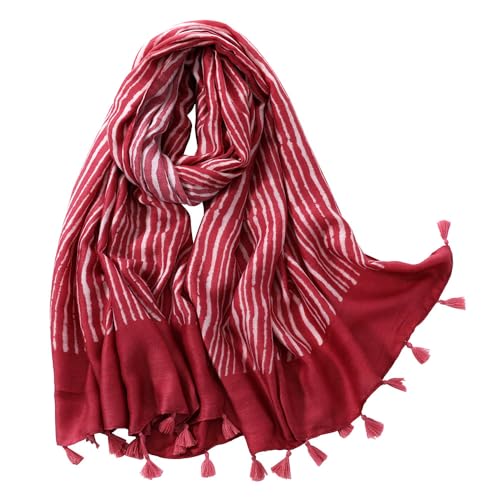 Cotton Ultrasoft Lightweight Scarf for Women Travel Shawl with Tassles