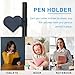 uxcell 4 Pcs Heart Pen Loop Holder for Notebook, Self Adhesive Pen Holder PU Leather Pencil Elastic Loop Designed for Tablet, Journals Clipboards Notebooks(Sea Blue, Style2)