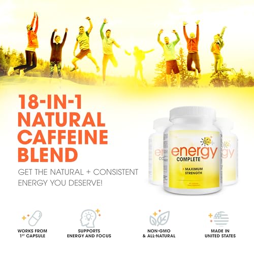 Energy Complete - 18-in-1 Vegan Energy and Focus Supplement - Vegan Caffeine Pills (60 Daily Capsules) - Image 5