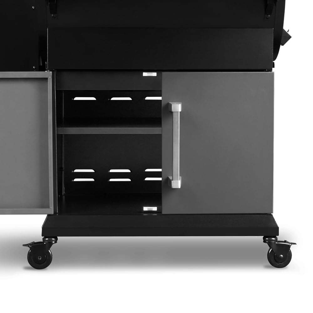 BURNHARD Pelletsmoker FLINT, Räucherofen 70°C - 230°C, Pelletgrill inkl. Edelstahlroste, Holzschneidebrett, 2 Temperaturfühler und Abdeckhaube, Smoker
