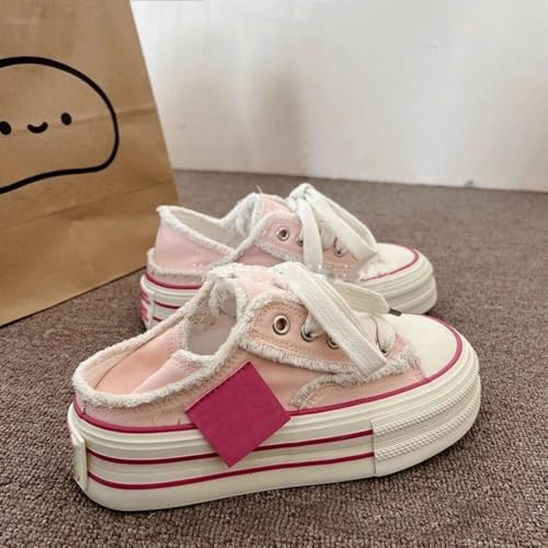 Women Slip On Canvas Mule Sneakers Women's Canvas Platform Mules Comfortable Platform Breathable Mesh Round Toe Lightweight Casual3