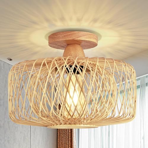 Plafonnier encastré en bois rustique géométrique chic pour plafond bas - 3