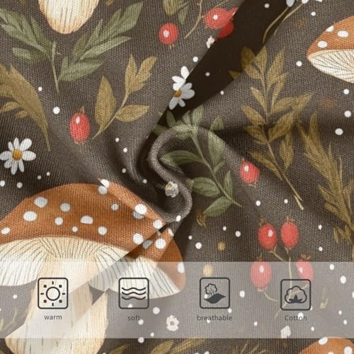 Wusikd Mushrooms Girls' Underwear Cotton Flowers Brown Girls Briefs Soft Toddler Underwear 2T3