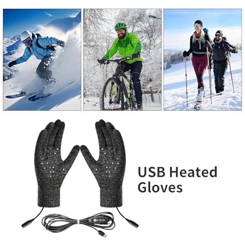 Guantes calefactables USB térmicos y cortavientos con tres modos de calor 4
