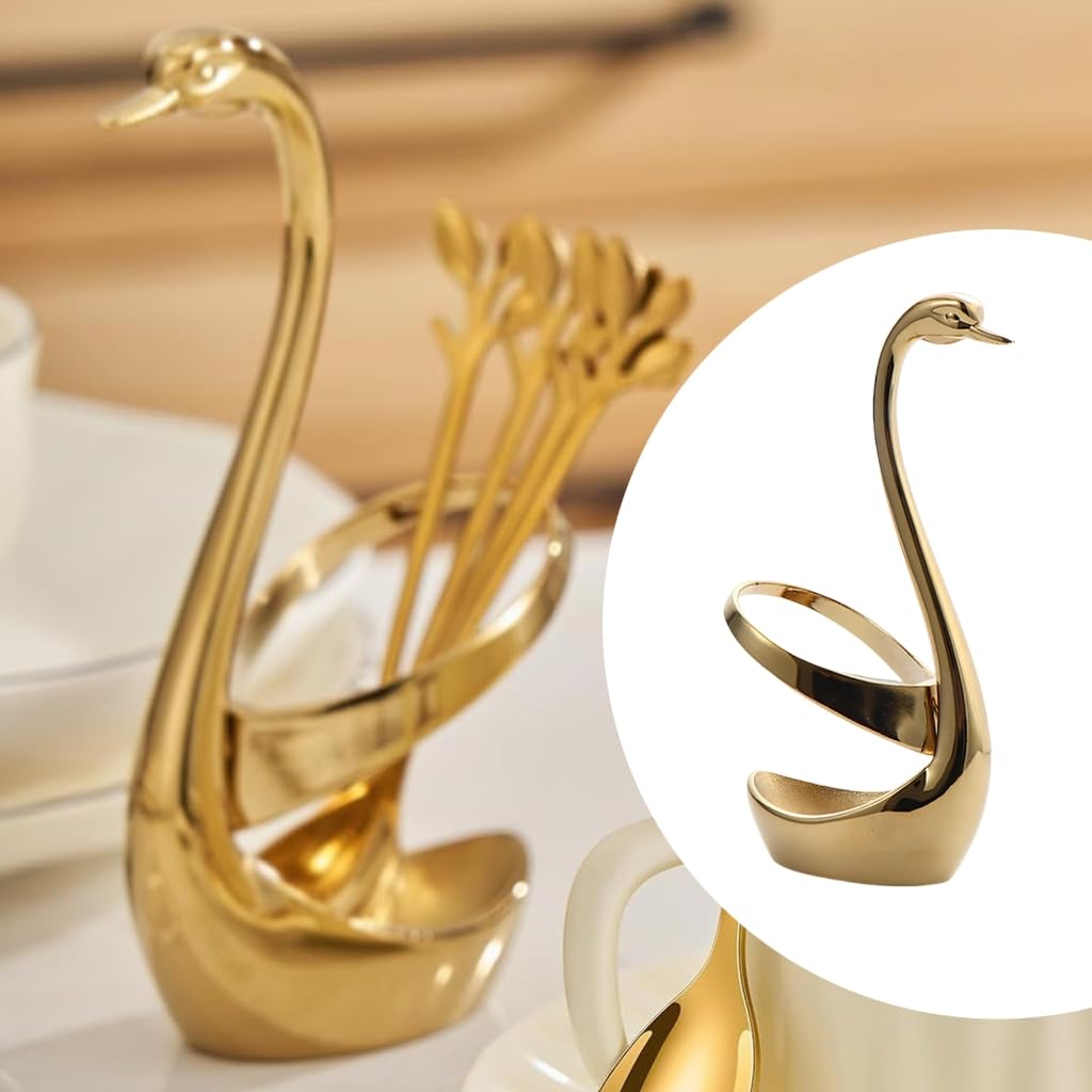 Práctico organizador de herramientas de cocina de acero inoxidable con forma de cisne