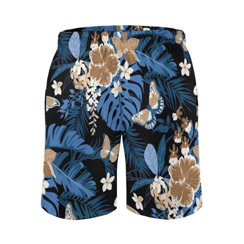Sunflowers Leo Pattern Mens Swim Trunks,4