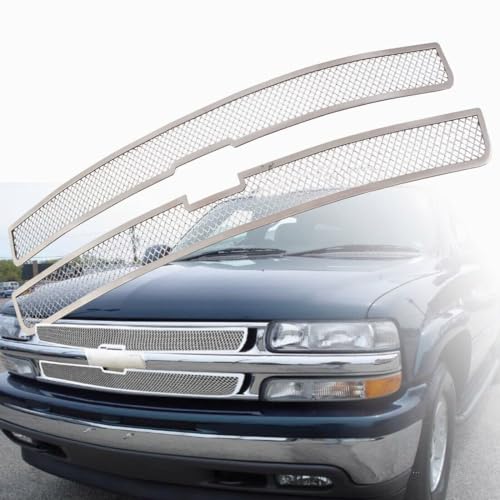 Polished Stainless Steel Mesh Grill Fits Chevy Suburban Tahoe 2000-2006 & 1999-2002 Silverado 1500/1500HD/2500 & 1999-2000 2500 HD/3500 Front Main Upper Grille Insert