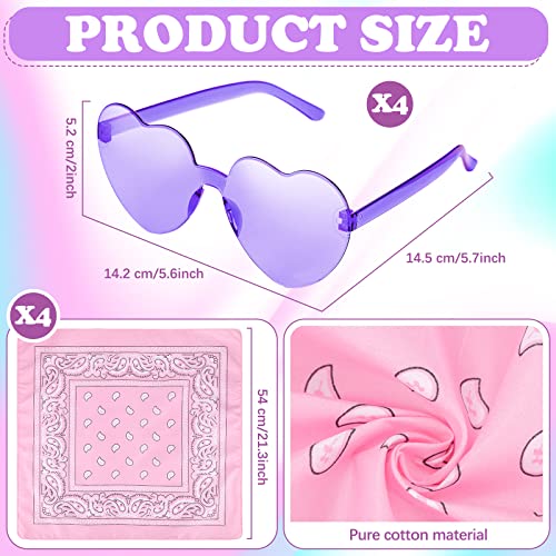 Hercicy 4 Set Light Up Holographic Space Cowgirl Hat Led Cowboy Hat Heart Shape Glasses Transparent Rimless Sunglasses Paisley Cotton Bandanas For Women Men Christmas Party Favors Cosplay Costume Accessories thumb #2
