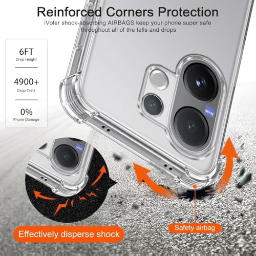 Image of Fashionury 3D Raised Transparent Crystal Clear Back Cover for Vivo V60 | Shockproof Design | Anti-Slip Grip | Camera Protection | 360 Degree Protection Mobile Case