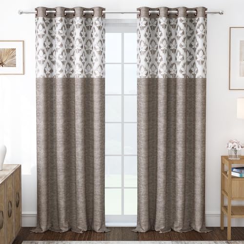 Image of Door Curtains 8 Feet Pack of 1, Floral, Coffee Brown