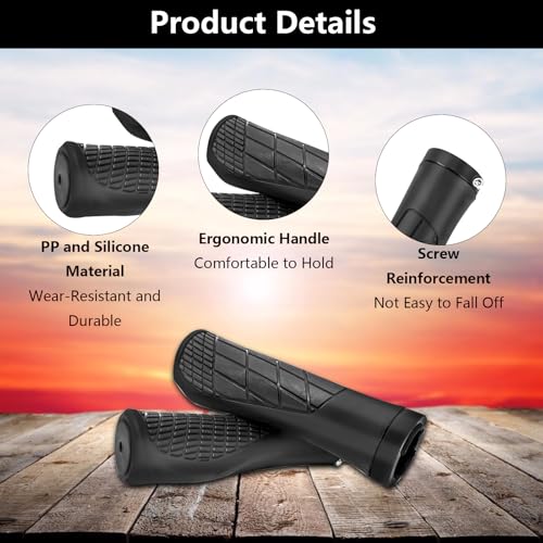 SyiXute 1 Pair Bike Handlebar Grips,Non-Slip Rubber Bicycles Grips with Aluminum Lock,Ergonomic MTB Grips,22 mm Universal Cycling Grips for BMX/Bicycle/Scooter - Image 4