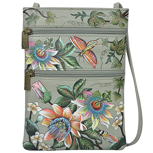 Image of Anuschka Women's Leather Crossbody Bag - Hand-Painted Genuine Leather Handbag with Pockets for Everyday Use - 448