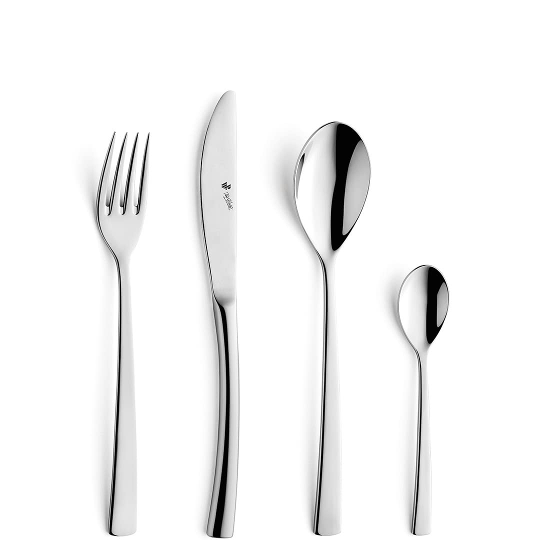 Paul Wirths SWING 1200 Besteck-Set 24-tlg. für 6 Personen, Edelstahl | Rostfreies, spülmaschinenfestes Besteck-Set inklusive praktischem Besteckkasten für Schubladen, Silber